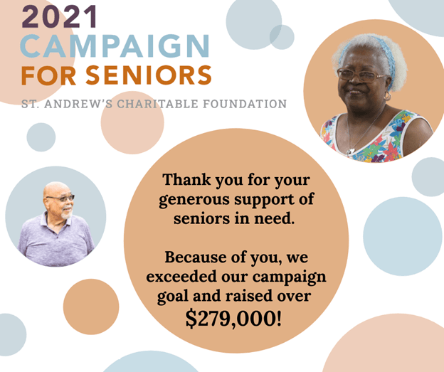 Thank you for supporting seniors in need through our 2021 Campaign for Seniors.